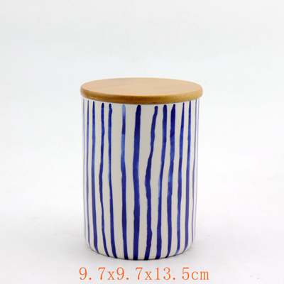 Large Blue and White Stoneware Sealed Jar Large Blue and White Stoneware Sealed Jar
