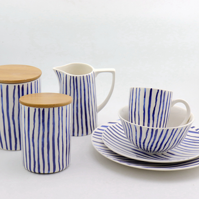 Blue Stripes Porcelain Dinner Set Blue Stripes Porcelain Dinner Set