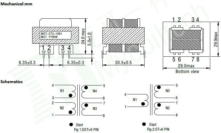 PCB mounting low frequency EI35 transformer manufacture