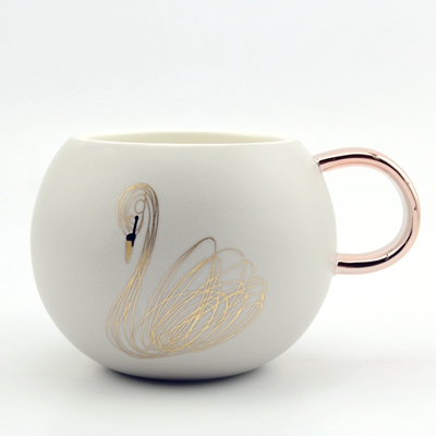 grey porcelain swan mug rose gold handle grey porcelain swan mug rose gold handle