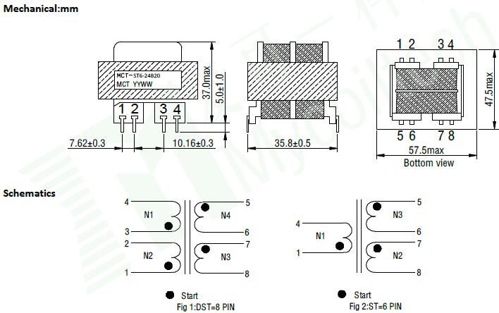 Low Frequency Laminated Transformer EI57