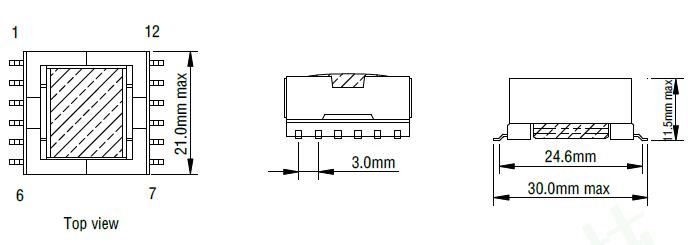 EFD20 transformer with horizontal bobbin 6+6 pin