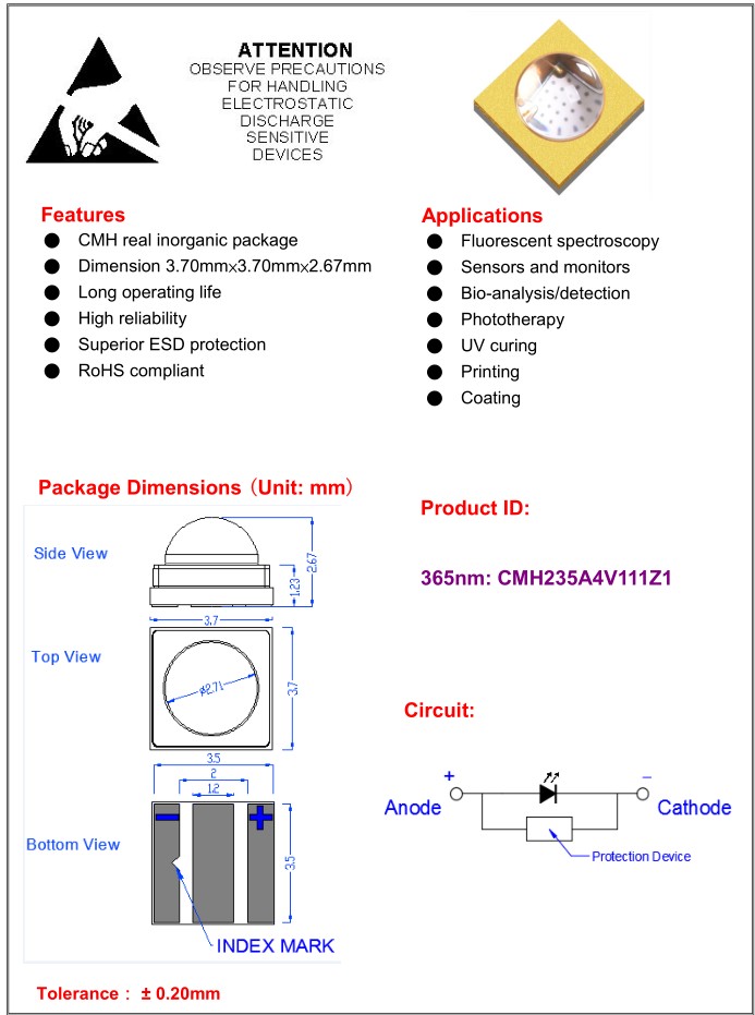 60 Degree Ultraviolet Lamp for UV Curing