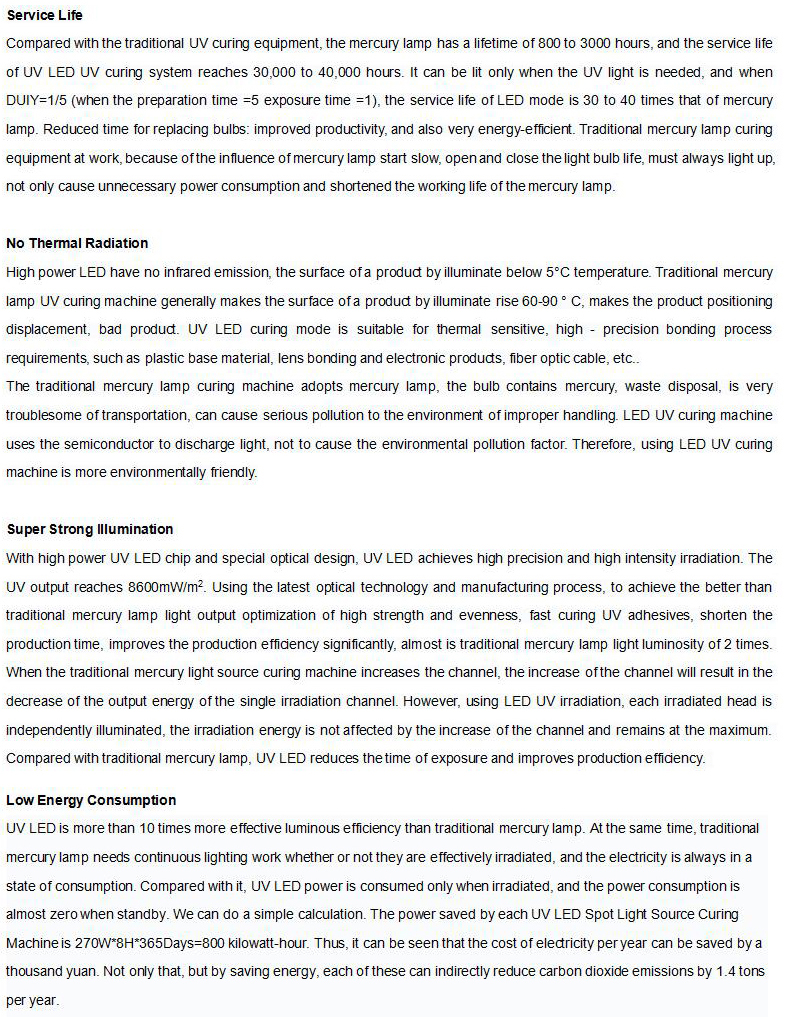 Fast Curing Irradiation Intensity 7W