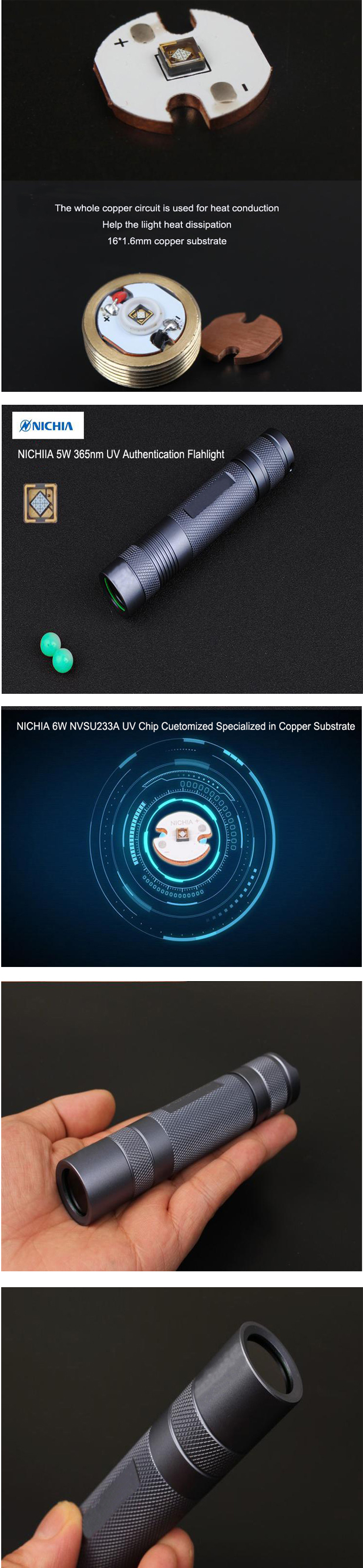 NICHIA UV 365nm 5W UV Flashlight