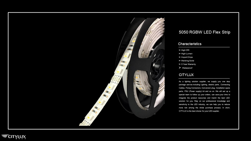 Waterproof 5050 RGBW LED Flex Strip Waterproof 5050 RGBW LED Flex Strip