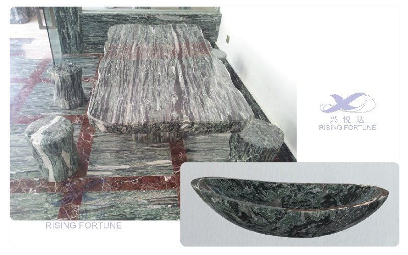 green marble table