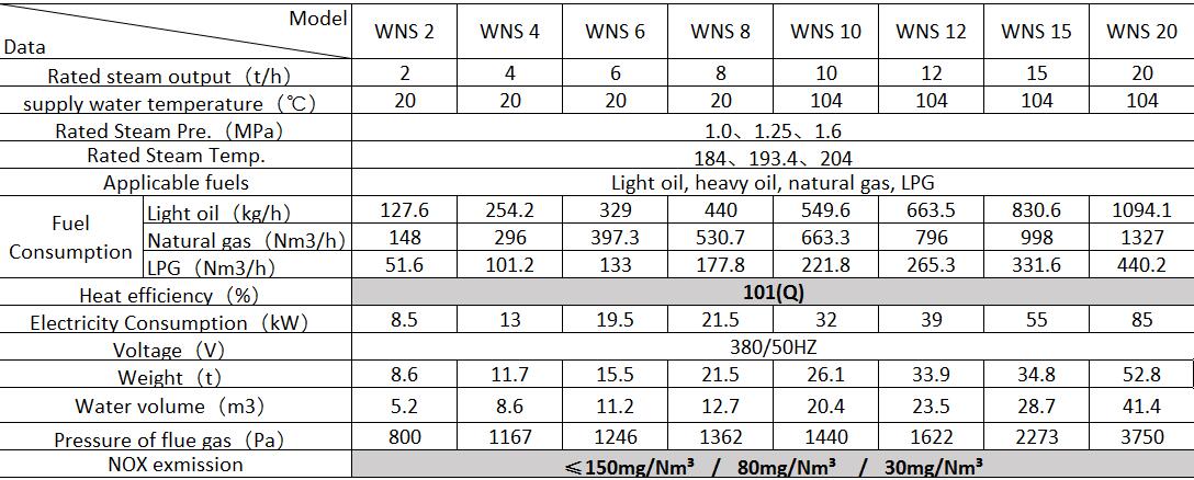 Condensing Steam Boilers Technical Data