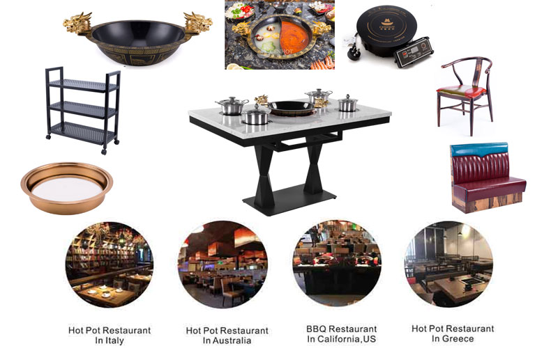 CENHOT Quartz Stone Hot Pot Table with other restaurant hot pot equipment products CENHOT Quartz Stone Hot Pot Table with other restaurant hot pot equipment products
