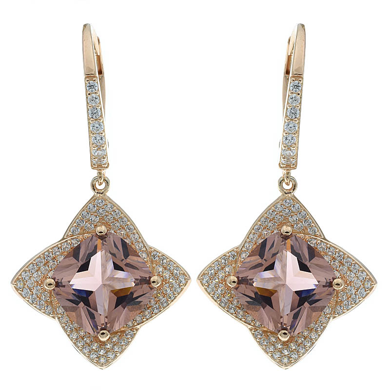 Women Four Point Star Morganite Nano Earrings Women Four Point Star Morganite Nano Earrings