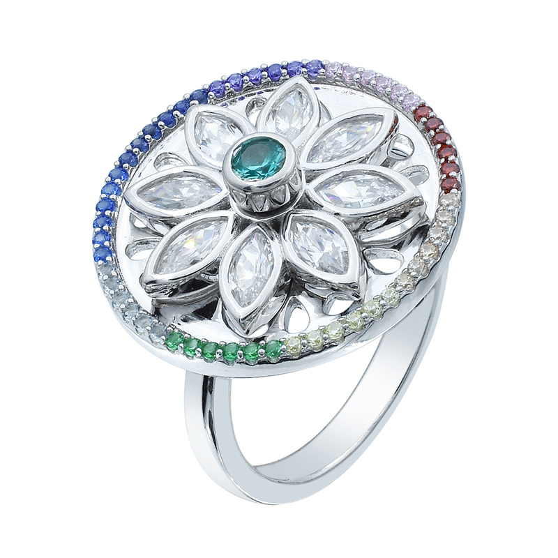 silver ladies floral spinning ring silver ladies floral spinning ring