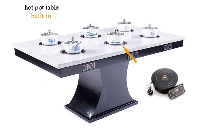 induction cooker built-in the CENHOT Restaurant Use Square Quartz Restaurant Dining Tables