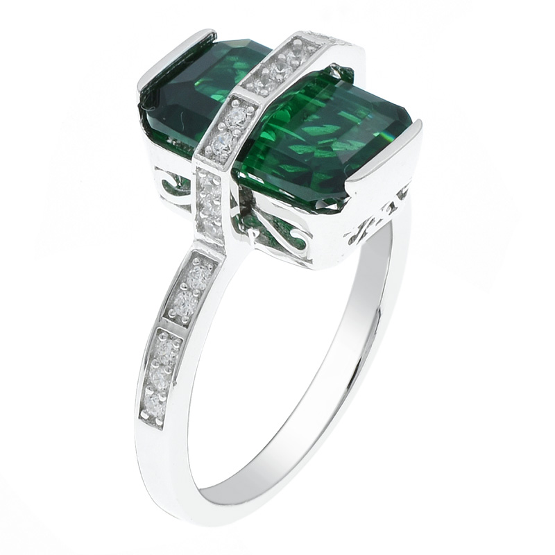 Women Handmade Ring With Emerald Cut Green Nano Women Handmade Ring With Emerald Cut Green Nano