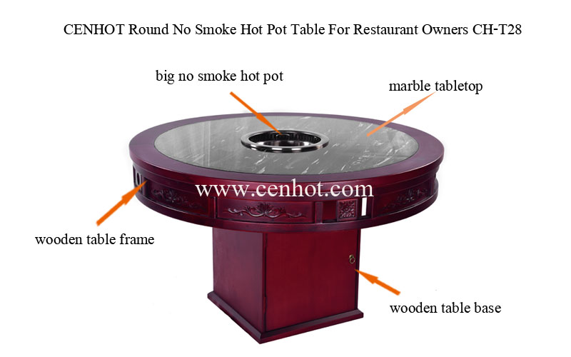 The structure of CENHOT Wooden No Smoke Hot Pot Table For Restaurant Owners The structure of CENHOT Wooden No Smoke Hot Pot Table For Restaurant Owners