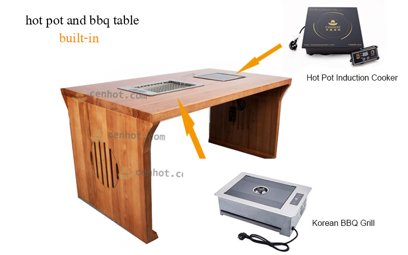 CENHOT Wood Korean BBQ And Hot Pot Tables effect CENHOT Wood Korean BBQ And Hot Pot Tables effect