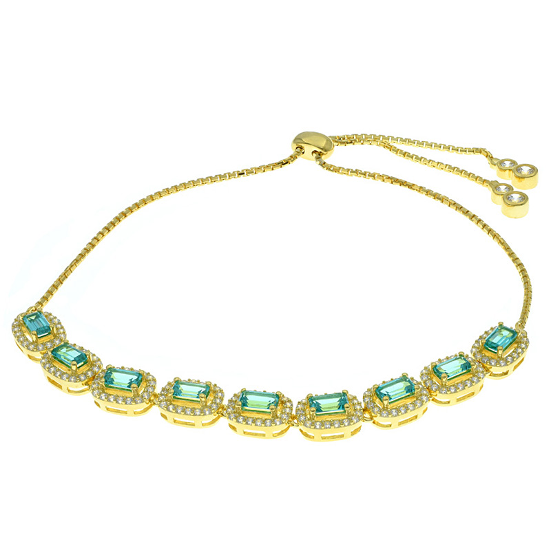 Women Emerald Cut Paraiba Bolo Bracelet