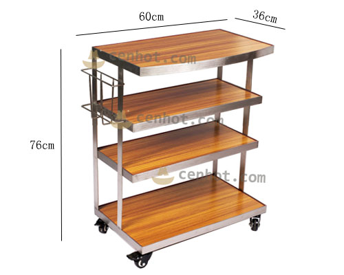 CENHOT Wooden 4 Shelf Hot Pot Restaurant Utility Carts Supply size