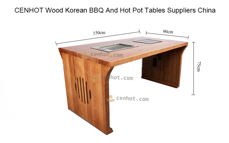 CENHOT Wood Korean BBQ And Hot Pot Table size CENHOT Wood Korean BBQ And Hot Pot Table size