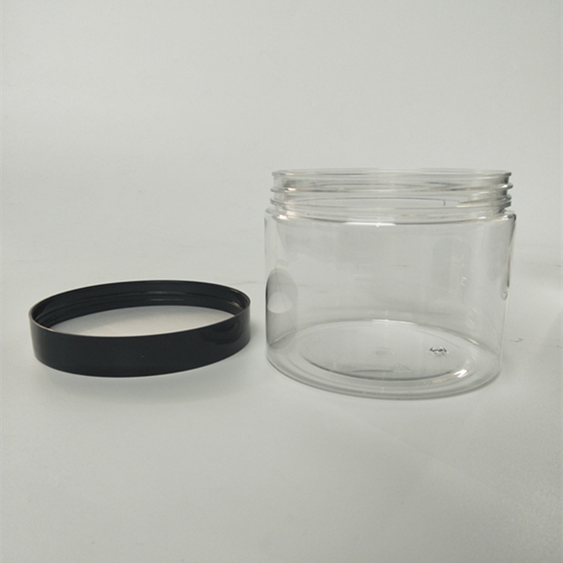 500ml 16.7oz Clear Plastic Jars with Black Lids Wholesale 500ml 16.7oz Clear Plastic Jars with Black Lids Wholesale