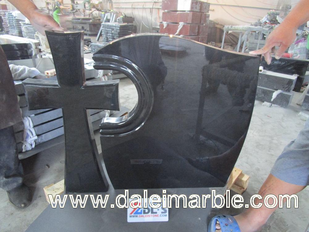 Black Granite Cross Headstone