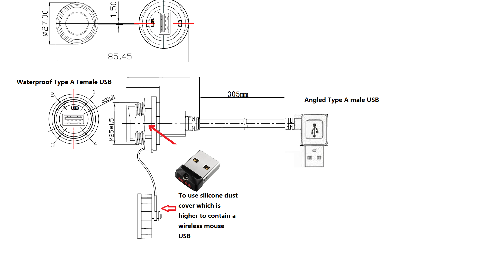 Waterproof USB 