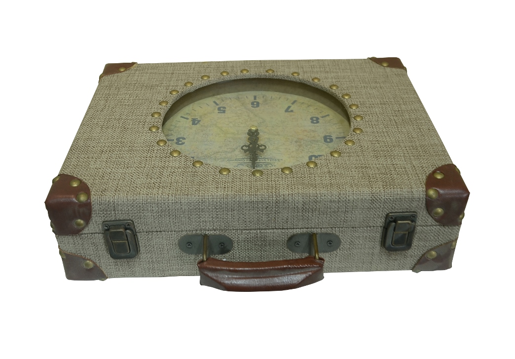 15" Off-White Suitcase Decorative Wooden Mantel Clock 15" Off-White Suitcase Decorative Wooden Mantel Clock