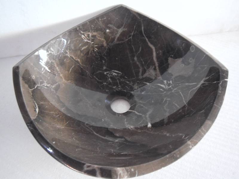 Arched Edges Dark Emperador Bathroom Vessel Marble Sink Arched Edges Dark Emperador Bathroom Vessel Marble Sink