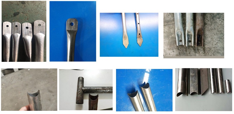 steel tube flatten,hole punching ,trimming, notching, cutting steel tube flatten,hole punching ,trimming, notching, cutting