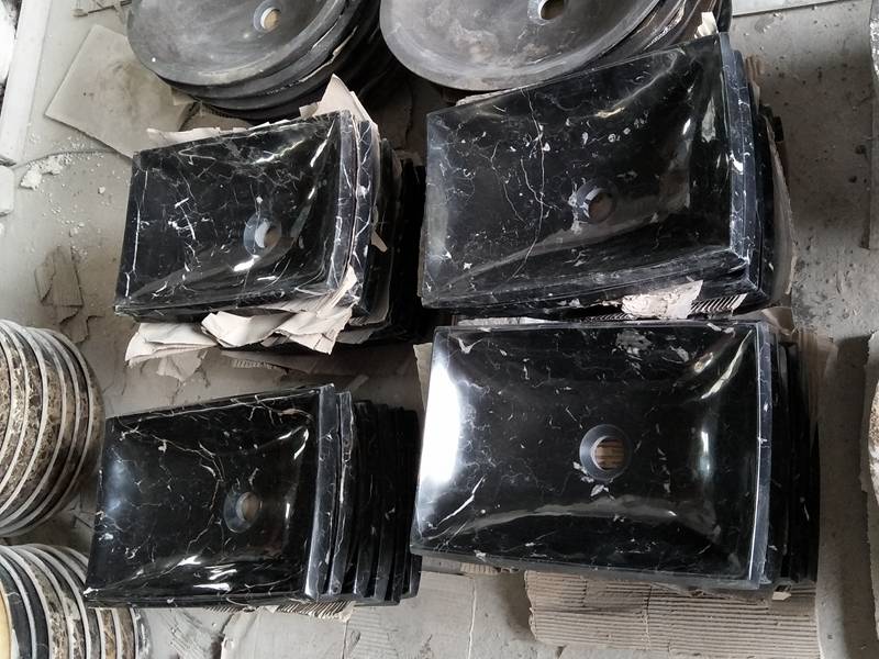 Polished Nero Marquina Black Square Marble Wash Basin Polished Nero Marquina Black Square Marble Wash Basin