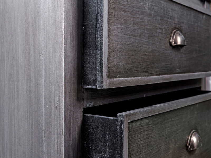 antique silver leaf double drawer chest details