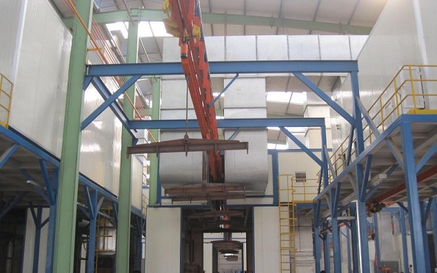 Impeller blasting and painting for construction hoist parts