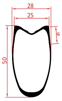 50mm tubular carbon rim profile 50mm tubular carbon rim profile