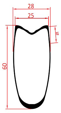 60mm rim brake tubular rim profile