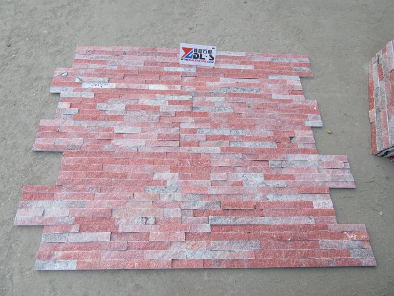 Pink Quartzite Culture Stone Stacked Feature Wall Vaneer