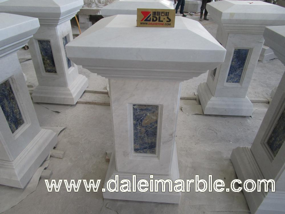 White Blue Marble Column Pillar