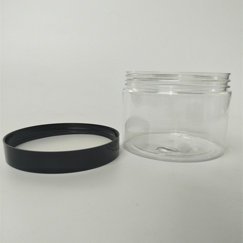 350ml 12oz Clear Plastic Straight Sided Jars with Black Lids Wholesale 350ml 12oz Clear Plastic Straight Sided Jars with Black Lids Wholesale