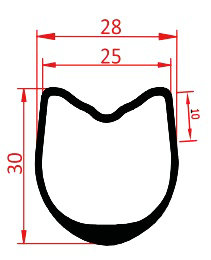 30mm tubular carbon rim profile 30mm tubular carbon rim profile