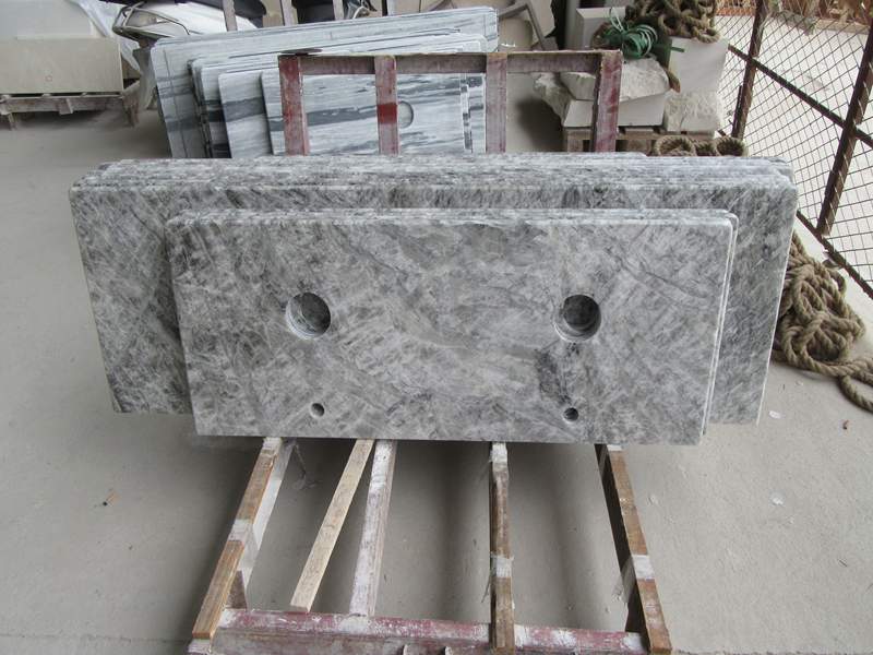 Silver Grey Marble Square Vanity Tops Sink Top Silver Grey Marble Square Vanity Tops Sink Top