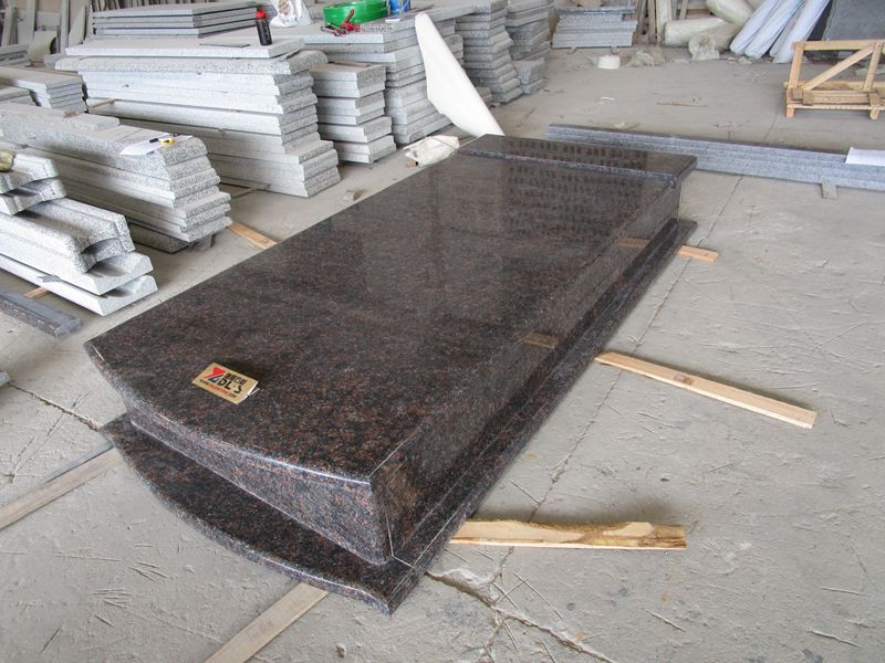 Tan Brown Granite Slovakia Style Single Gravestone