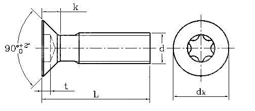 Torx csk head machine screws