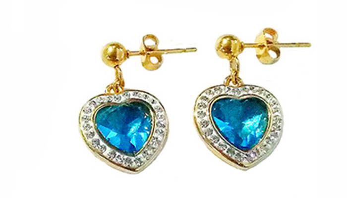 Ocean heart Blue Zircon Jewelry set