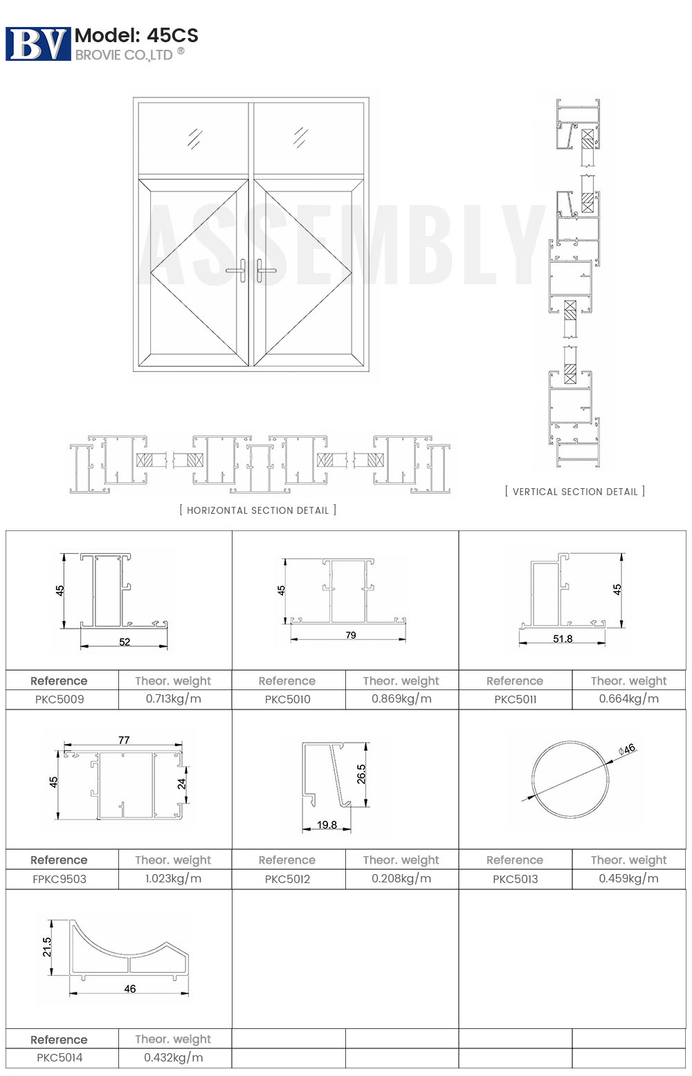 aluminum profiles for casement window and door