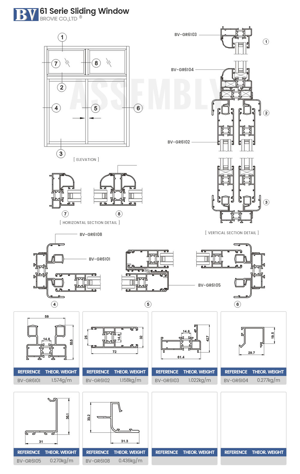 aluminum 61 series sliding windows