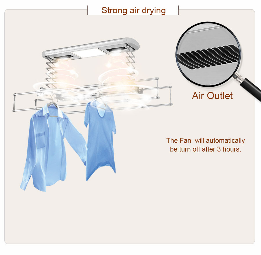 automatic clothes drying rack with air fans