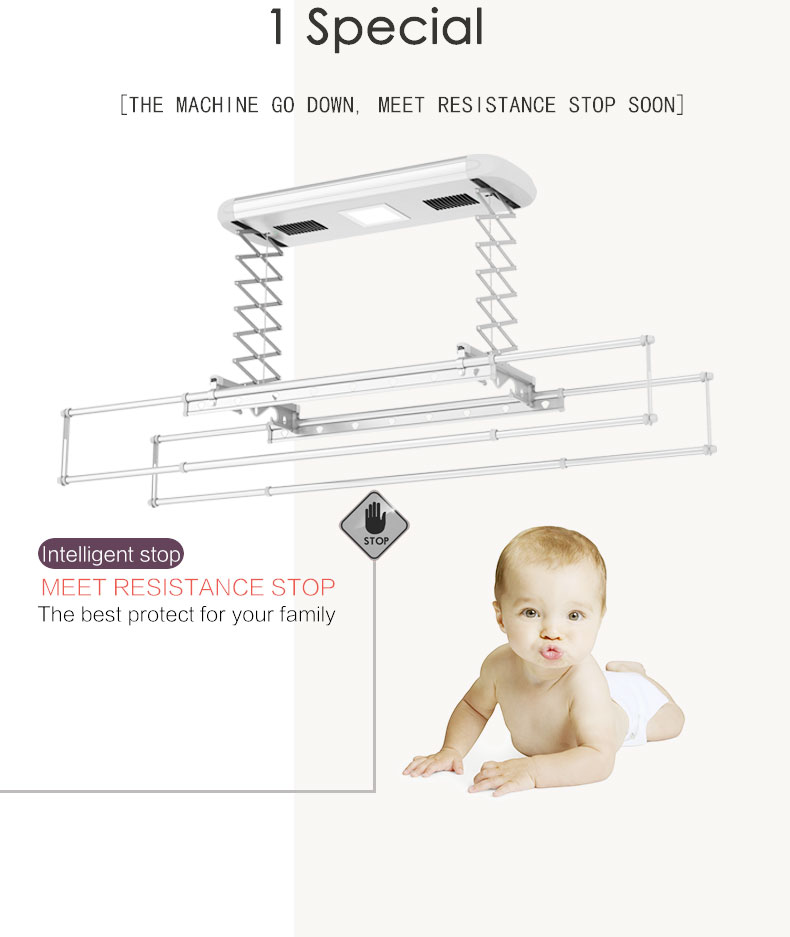 Auto Stop When Hit Obstacle Electric Clothes Drying Rack Hanger Auto Stop When Hit Obstacle Electric Clothes Drying Rack Hanger