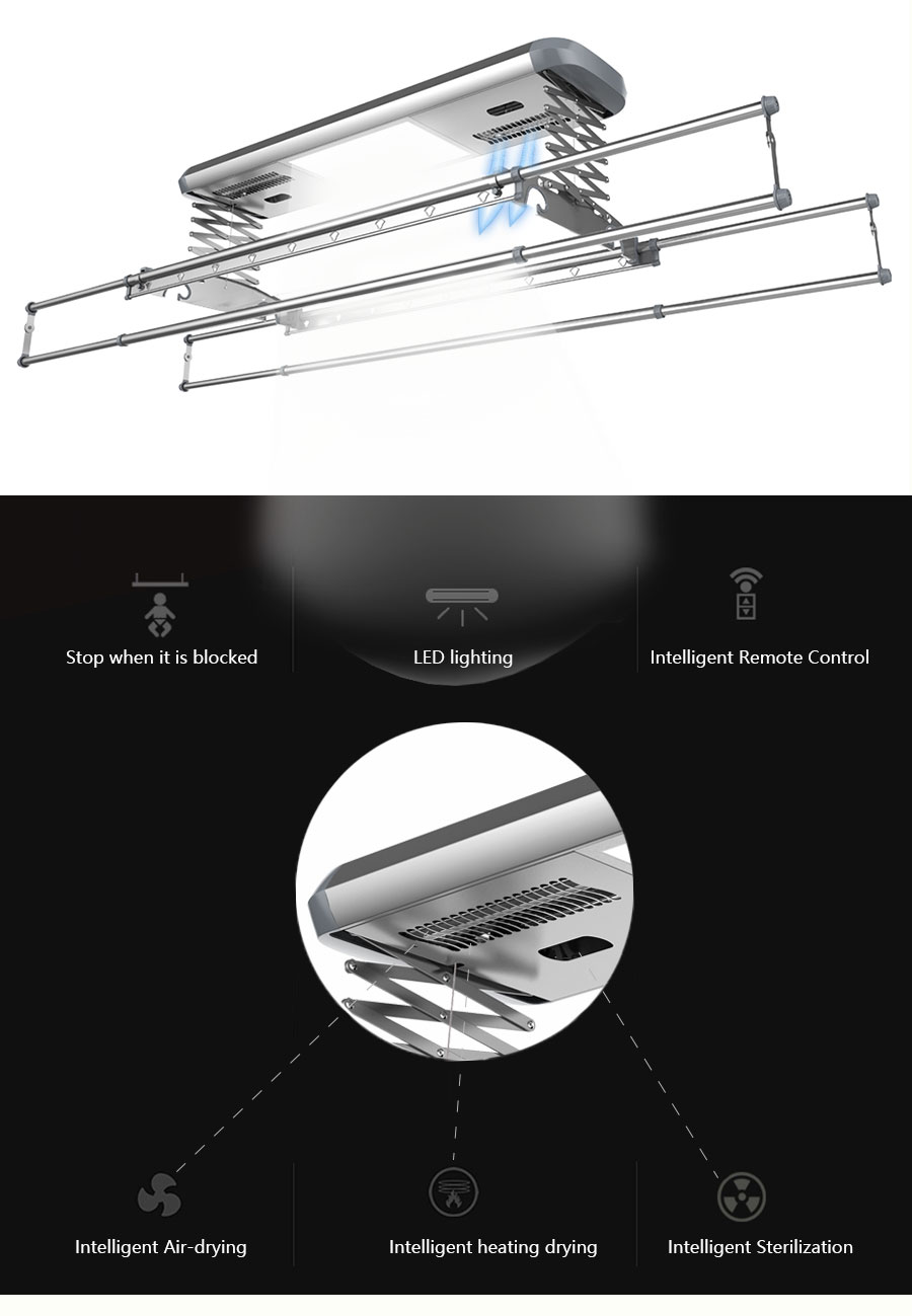 Lifting remote control clothes drying rack