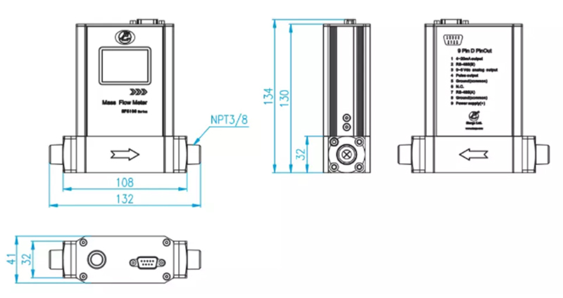 Gas mass flowmeter size Gas mass flowmeter size