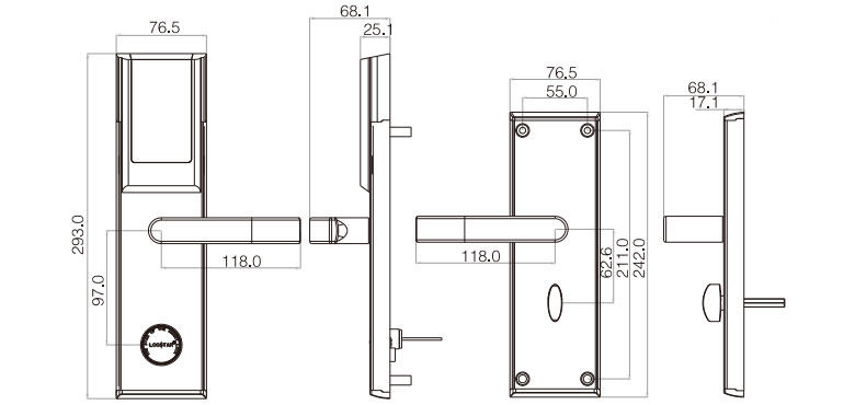 Stainless steel hotel door lock