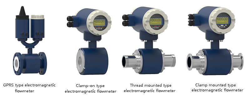 Various types of electromagnetic flow meters