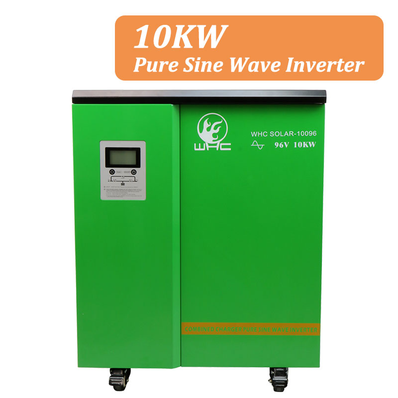 10KW IGBT Low Frequency 96V 192V DC To 220V AC Pure Sine Wave Off Grid Solar Power Inverter with lcd operate wheels logo green print
